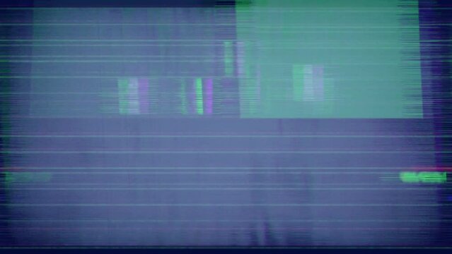 Television or computer display with glitches, static, and flashy images in fast motion