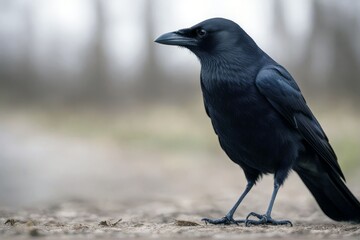 'crow carrion corvus side view isolated white corone bird wildlife animal cut-out on no people nobody one raven standing up studio shot vertebrate background'