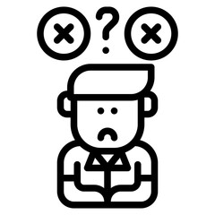 doubt hypothesis outline icon and illustration