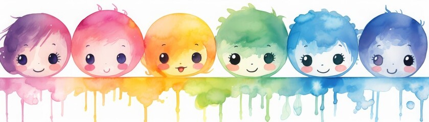 Obraz premium Baby icon flat design top view baby shower theme water color Triadic Color Scheme
