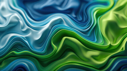 3D Abstract Background with Green and Blue Colors Waves