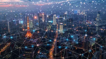 Fototapeta premium Empowering the future with open AI: a network of interconnected devices enhancing connectivity and productivity.