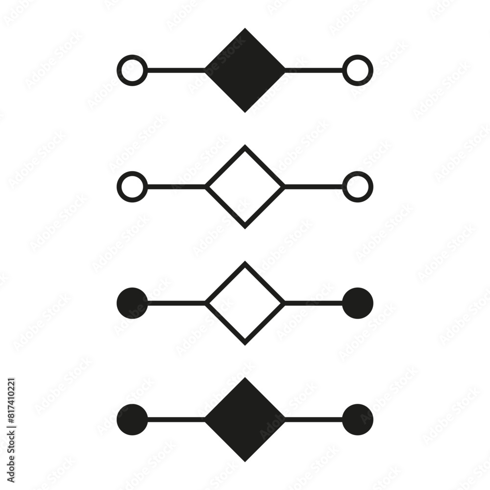 Poster minimalist geometric shapes vector. series of connected diamonds and circles in a line art design. a