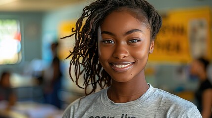 Portrait of a female volunteer at the community center