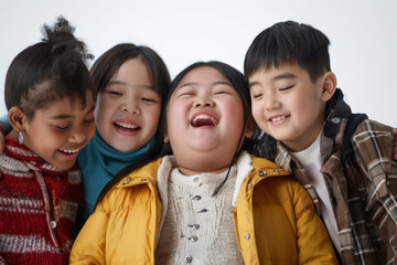 a 10 years old chinese overweight girl with his friends
