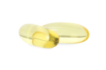 Vitamin capsules isolated on white. Health supplement