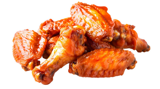  Ultra-HD close-up shot of classic buffalo wings on a, transparent background