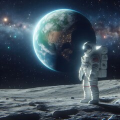 Obraz premium 3d astronaut in space with a cinematic cutscene