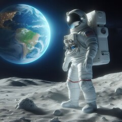 3d astronaut in space with a cinematic cutscene