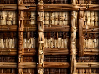 Woven wicker, brown and tan, natural texture, generative AI