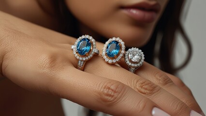 very attractive and beautiful woman showing her hands with jewelry, hands touching water