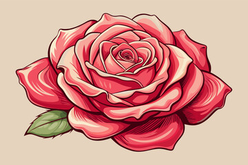 Red rose flower in vector illustration style, perfect for romantic designs and Valentine's Day themes.