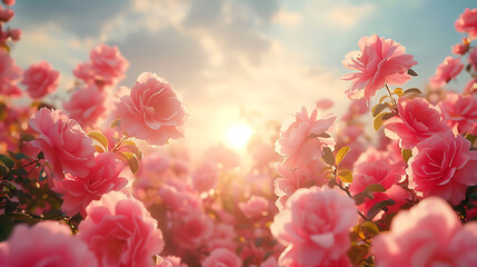 Magic pink flowers on summer mountain