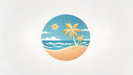Naklejka premium Summer season themed logo icon emblem symbol, Generative AI