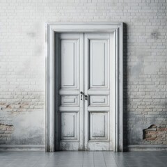 Image of a Grey Door and Brick Wall