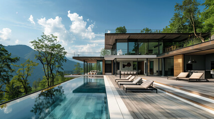 modern luxury home in mountains 