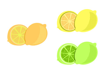 fresh juicy lemon clip art illustration with orange green and yellow color