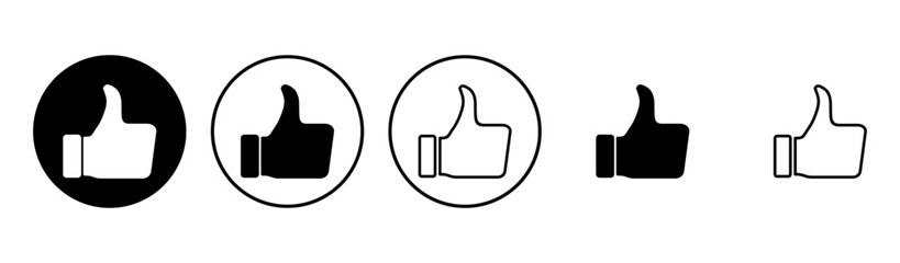 Thumbs up icon set. Hand like. Like icon vector.