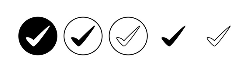 Check mark icon set. Check mark icon. Tick mark symbol vector