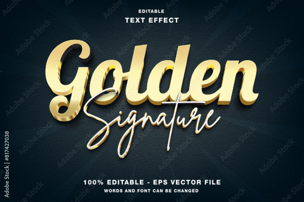 Fototapete golden signature 3d text style effect template editable