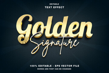 Golden Signature 3d text style effect template editable