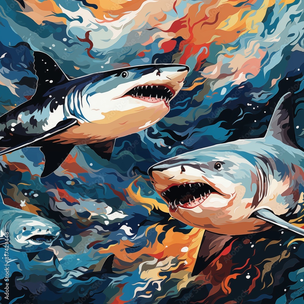 Wall mural Shark camo - Wall murals