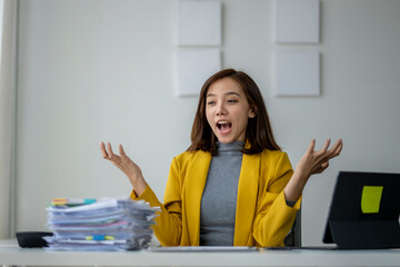 She is holding her head and she is in a state of exhaustion