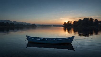 Obraz premium A serene scene using only shades of blue ai_generated