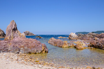 春の浦富海岸の風景 鳥取県 浦富海岸