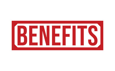 Benefits Red Rubber Stamp vector design.