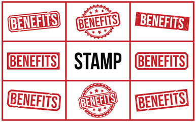 Benefits stamp red rubber stamp on white background. Benefits stamp sign. Benefits stamp.