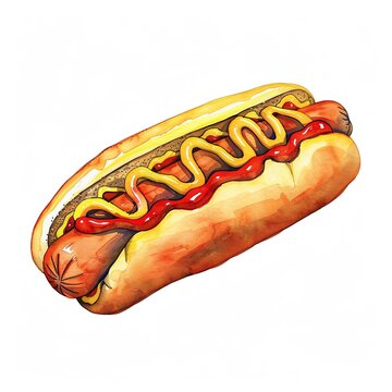 recommend clip art: A hand drawn clipart style watercolor illustration of a Hamburger with lettuce