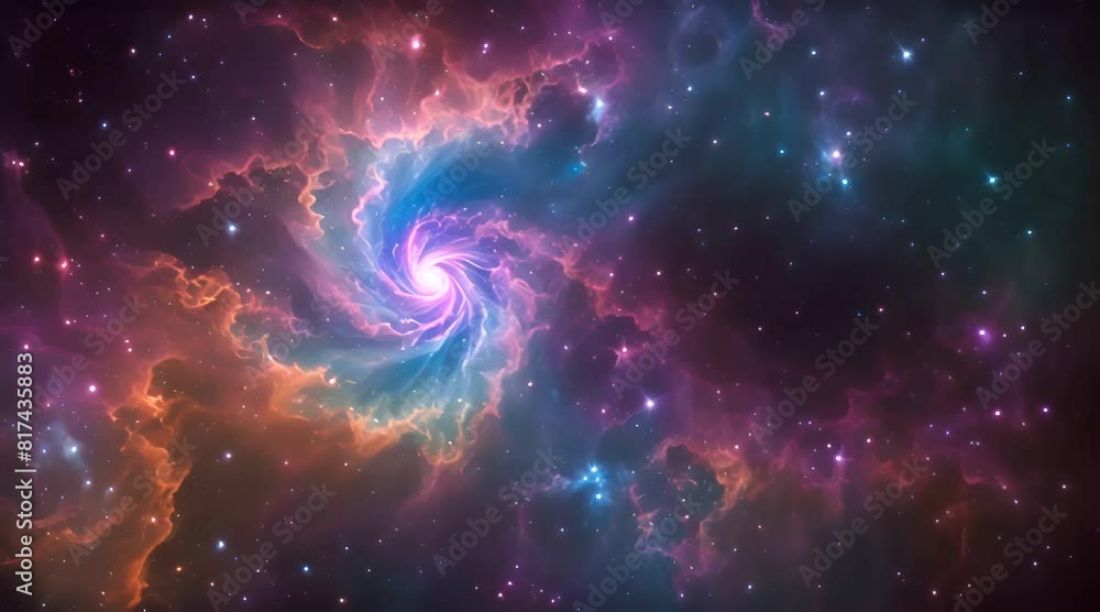 Wall mural mesmerizing deep purple and copper abstract fractal universe space looping background