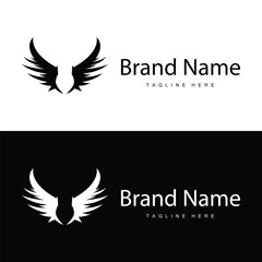 Wing Logo Design, Vector Eagle Falcon Wings, Beauty Flying Bird, Illustration Symbol