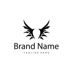 Wing Logo Design, Vector Eagle Falcon Wings, Beauty Flying Bird, Illustration Symbol