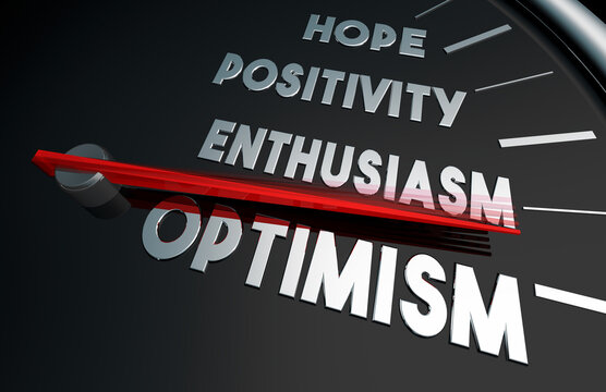 Optimism Level Measure Your Hope Positivity Enthusiasm Speedometer 3d Illustration