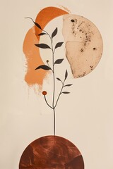 Vintage Minimalism: Abstract Retro Drawing with Brown and Beige Palette