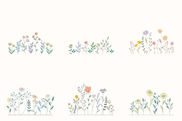 Vector of Illustration of wild flowers about flowers, icon, illustration, floral, and nature. Beautiful flower style color