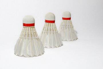 White Feather Shuttlecocks Badminton isolated on white.