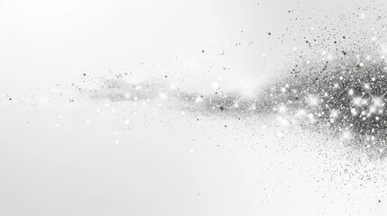 Shiny White Glitter Sparks, Clear Empty White Background, White Sparkle Effect, Clear White Background