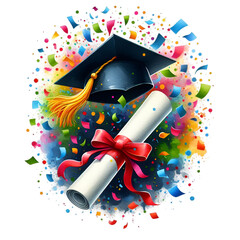 graduation cap and diploma