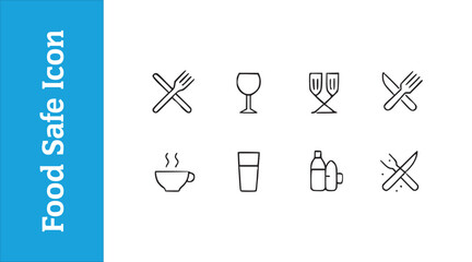 Fototapeta premium Food safe mark icon set glass with editable vector collections. 