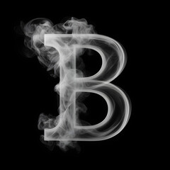 3d rendered illustration of Alphabetic Letter "B", made of smoke, ready to insert into your design, isolated black background