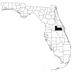 Map of orange County in Florida state on white background. single County map highlighted by black colour on Florida map. UNITED STATES, US