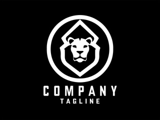 Circle Lion Head Logo Design Vector Template