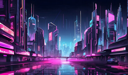 Neon Cityscape Synthwave Wallpaper: Cool and Vibrant Design