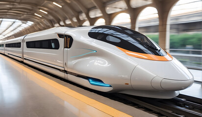 Obraz premium Futuristic Transport: Detailed 3D Visualization of a High-Speed Bullet Train