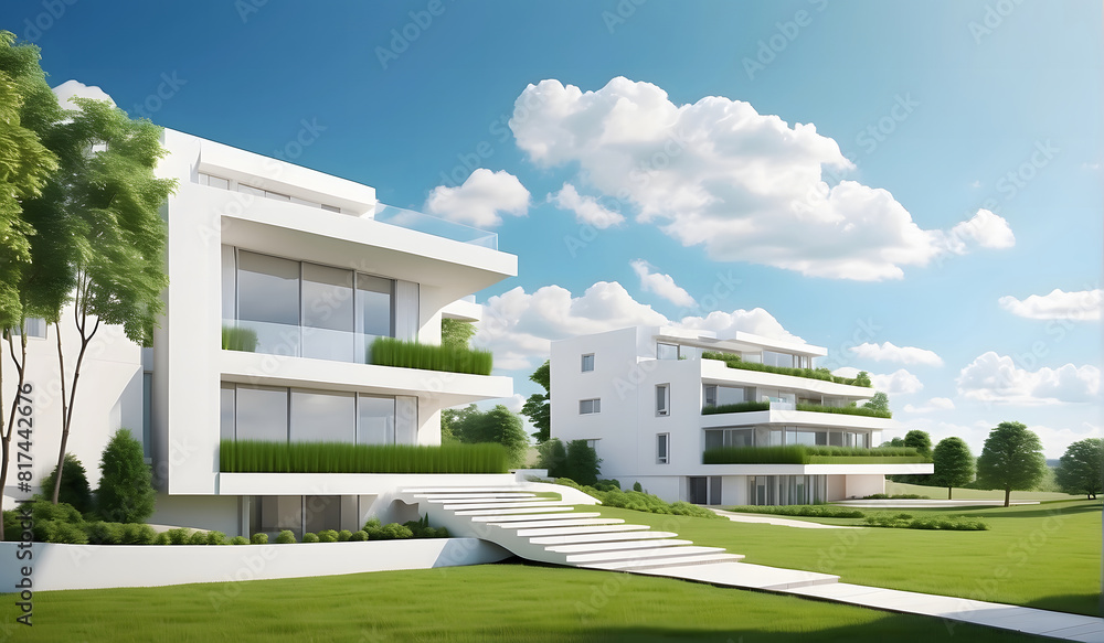 Poster high-quality 3d rendering of house models