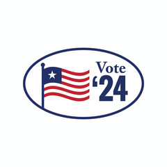 Voting 2024 Icon with Vote, Government, and Patriotic Symbolism and Colors