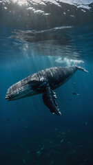 Close-up of a humpback whale in the ocean
